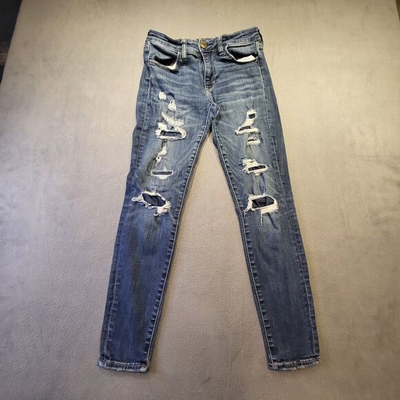 American Eagle Jegging Womens Size 4 Short Distressed Next Level Stretch - Picture 1 of 11